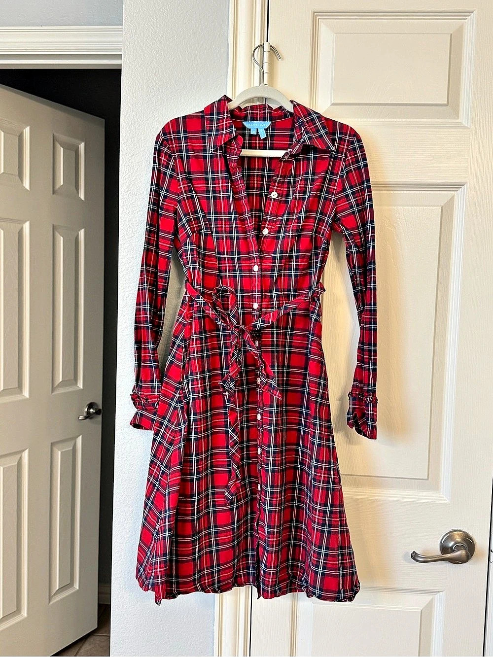 Draper James Carly Plaid Shirt Dress Red & Blue Size 0